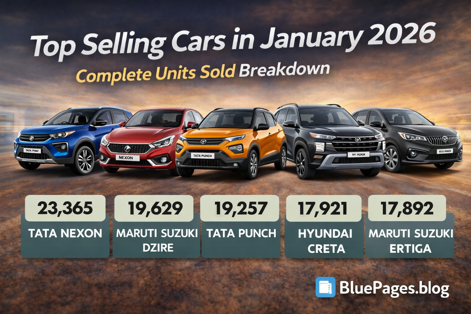 Top Selling Cars in January 2026 (Units Sold) | BluePages