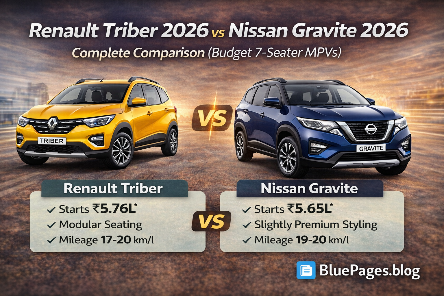 Renault Triber 2026 vs Nissan Gravite 2026 Detailed Comparison | BluePages